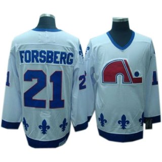 Quebec Nordiques 21 FORSBERG White men nhl ice hockey  jerseys