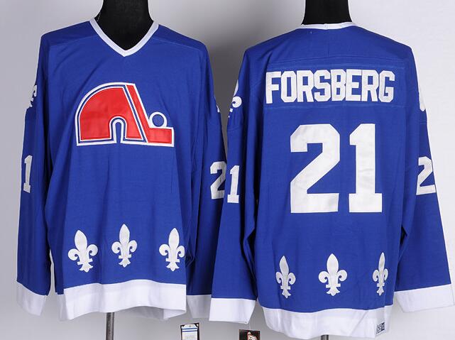Quebec Nordiques 21 Forsberg Blue men nhl ice hockey  jerseys