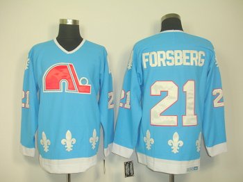 Quebec Nordiques 21 Peter Forsberg Light Blue men nhl ice hockey  jerseys