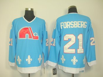 Quebec Nordiques 21 Peter Forsberg Light Blue men nhl ice hockey  jerseys