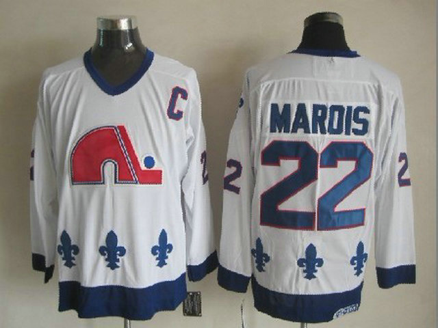Quebec Nordiques 22 Mario Marois White men nhl ice hockey  jerseys