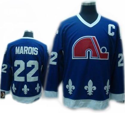 Quebec Nordiques 22 Marois Blue men nhl ice hockey  jerseys