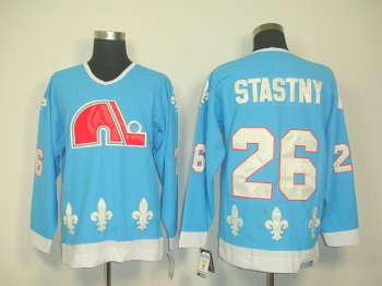 Quebec Nordiques 26 Peter Stastny Light Blue men nhl ice hockey  jerseys