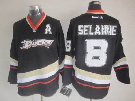 Reebok Anaheim Ducks SELANNE 8 black men ice hockey nhl jerseys