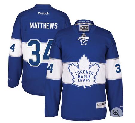 Reebok Auston Matthews Toronto Maple Leafs Blue 2017 Centennial Classic Premier Player Jersey