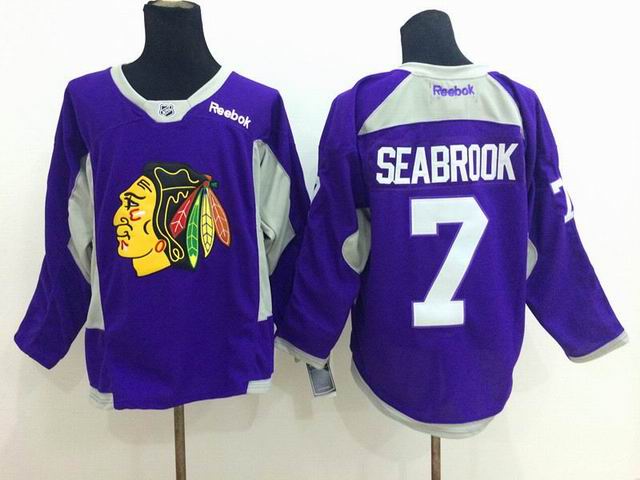 Reebok Chicago Blackhawks Brent Seabrook #7 purple ice hockey jersey