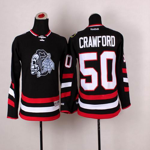 Reebok Chicago Blackhawks Corey Crawford 50 black kid Ice hockey Jersey