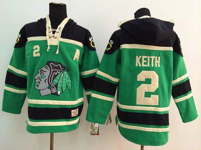 Reebok Chicago Blackhawks Duncan Keith #2 green Ice hockey Hooded Sweatshirt