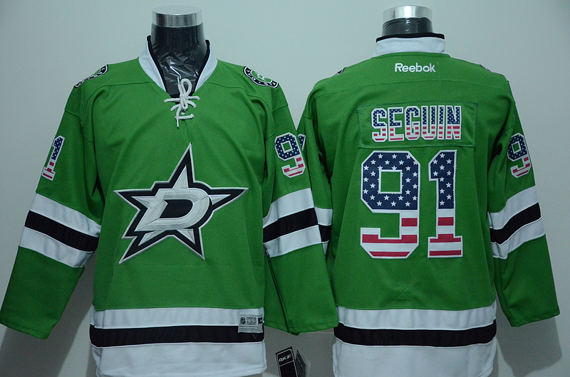 Reebok Dallas Stars #91 Tyler Seguin green usa flag NHL Jerseys