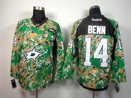 Reebok Dallas Stars 14 Jamie Benn green camo men nhl ice hockey jerseys