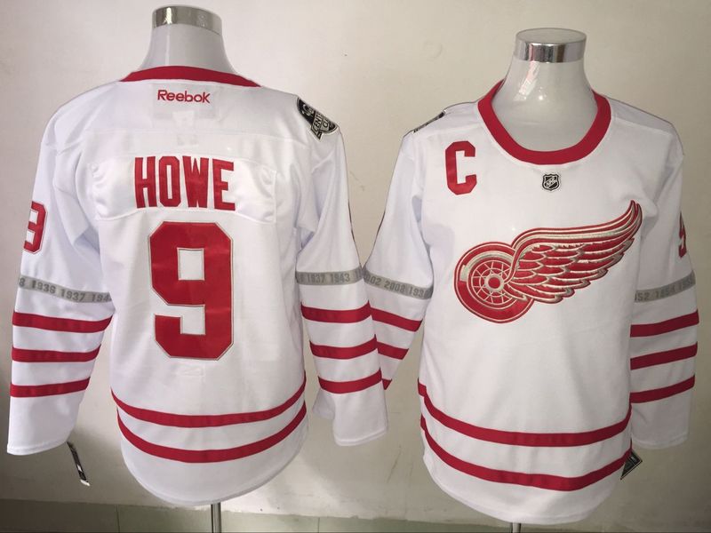 Reebok Detroit Red Wings 9 Gordon Howe white 2017 Centennial Classic Premier Player men ice hockey nhl jersey
