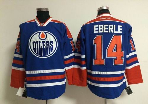 Reebok Edmonton Oilers 14 Jordan Eberle Blue men nhl ice hockey  jerseys