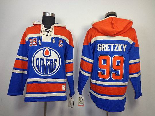 Reebok Edmonton Oilers Wayne Gretzky 99 blue NHL Hooded Sweatshirt