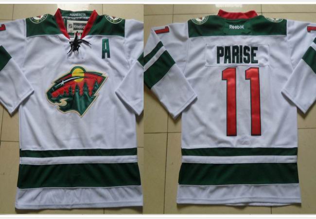 Reebok Minnesota Wild 11 Zach Parise white nhl ice hockey  jerseys  A patch