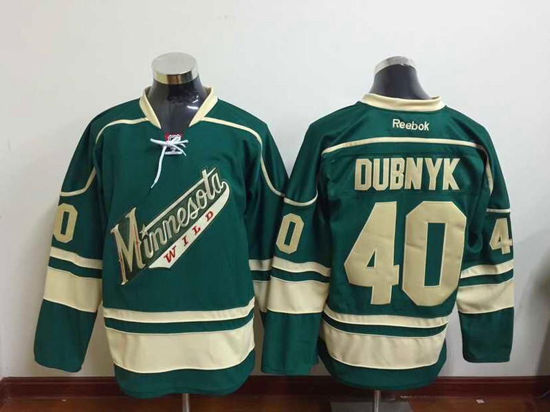 Reebok Minnesota Wild 40 Dubnyk green nhl ice hockey  jerseys