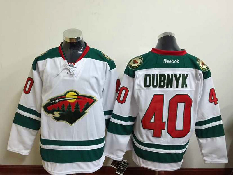 Reebok Minnesota Wild 40 Dubnyk white nhl ice hockey  jerseys