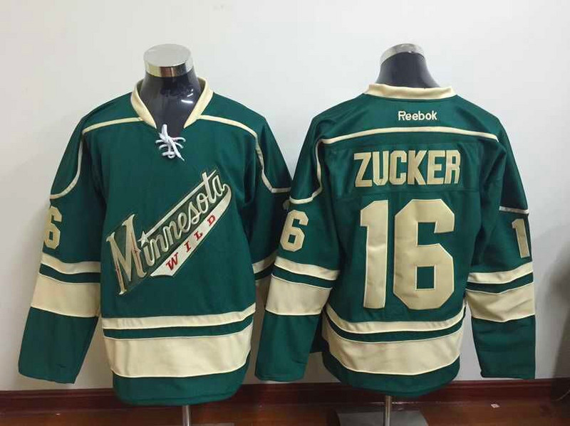 Reebok Minnesota Wild Jason Zucker 16 green nhl ice hockey  jerseys