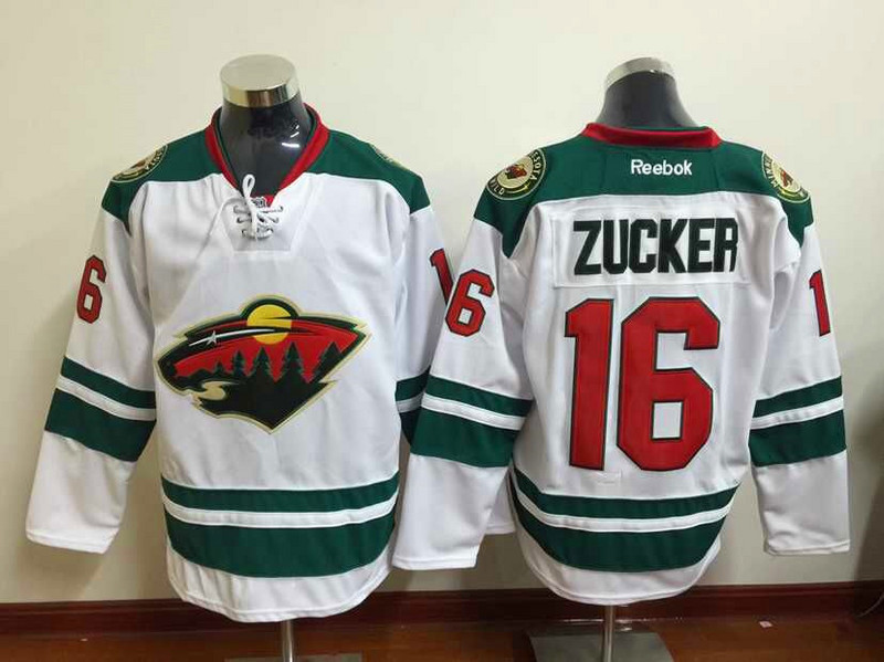Reebok Minnesota Wild Jason Zucker 16 white green nhl ice hockey  jerseys