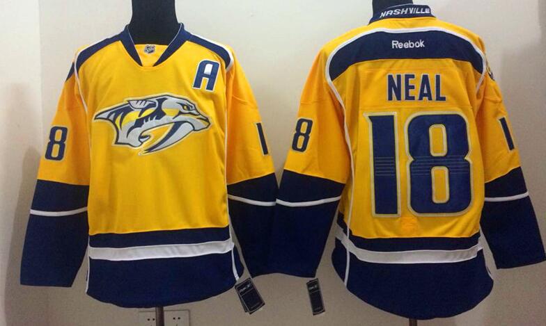Reebok Nashville Predators 18 James Neal Yellow nhl ice hockey  jerseys