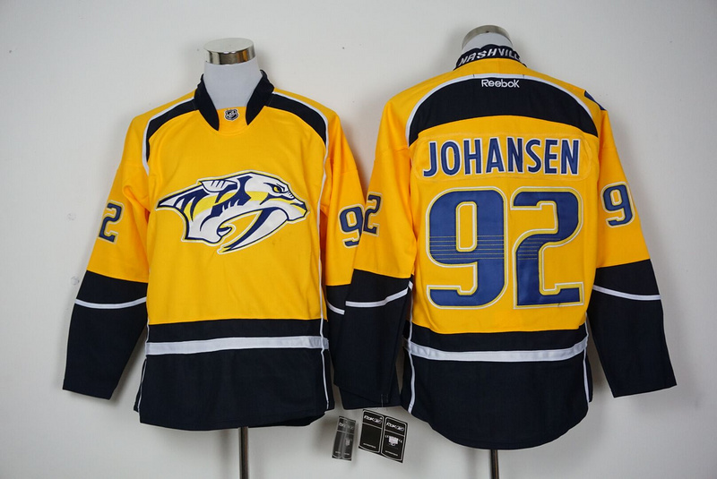 Reebok Nashville Predators 92 Ryan Johansen Yellow nhl ice hockey  jerseys