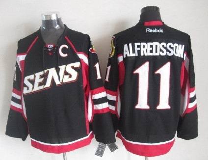 Reebok Ottawa Senators 11 ALFREDSSON Black men nhl ice hockey  jerseys
