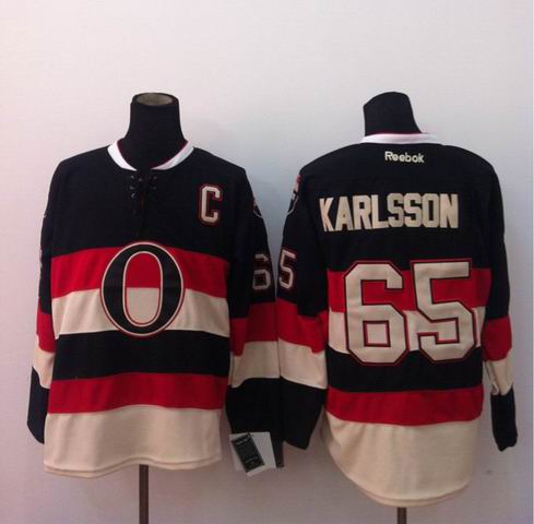 Reebok Ottawa Senators 65 Erik Karlsson black beige men nhl ice hockey  jerseys
