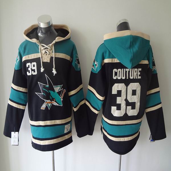 Reebok San Jose Sharks #39 Logan Couture Green black Hockey Hooded Sweatshirt