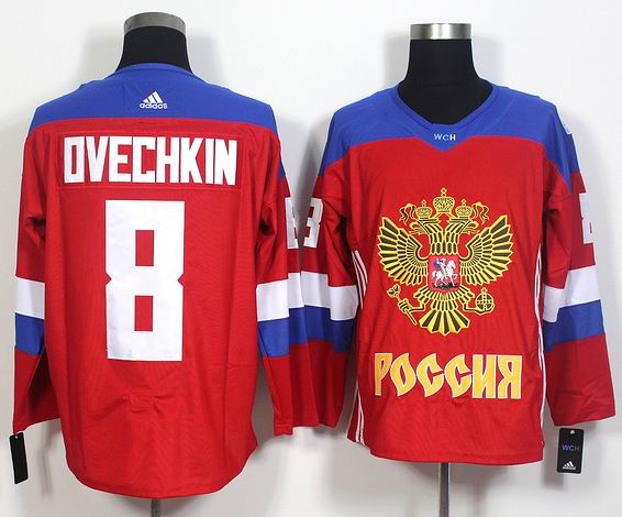 Russia team 2016 World Cup 8 Alex Ovechkin red Ice Hockey men Jerseys