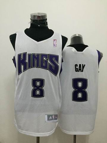 Sacramento Kings 8 GAY white men nba bsketball Jersey