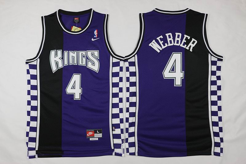Sacramento kings 4 Chris Webber purple split black basketball jerseys