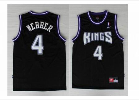 Sacramento kings 4 WEBBER black men basketball nba jerseys