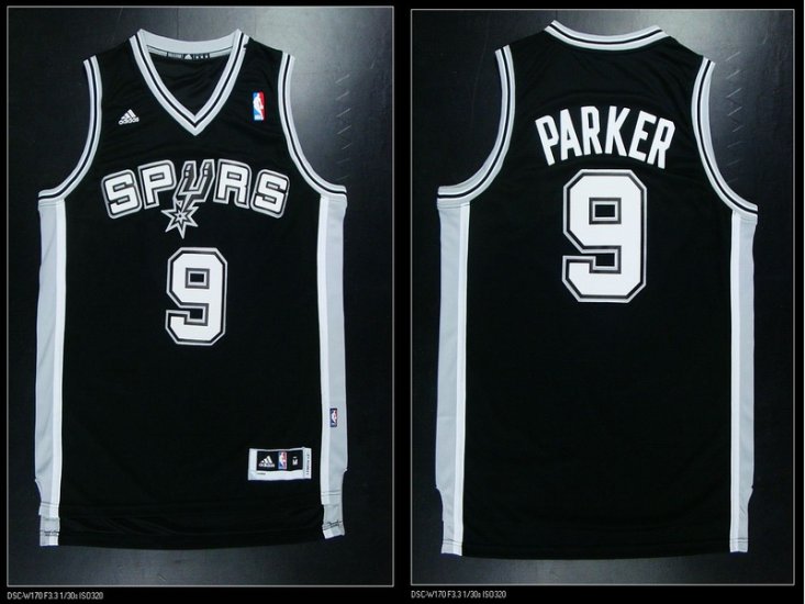 San Antonio Spurs 9 Tony Parker Black  Revolution 30 Adidas men nba basketball jerseys