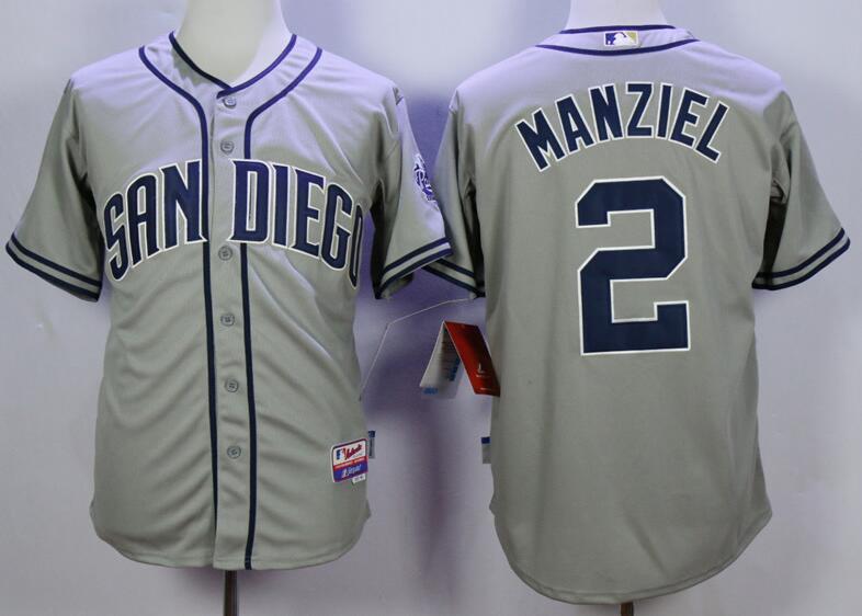 San Diego Padres 2 Johnny Manziel grey men MLB baseball jerseys
