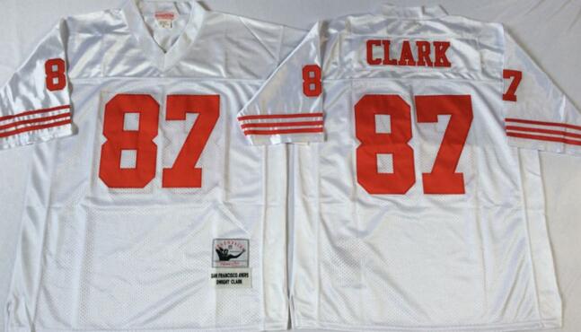 San Francisco 49ers 87 Dwight Clark white men throwback nfl football jerseys