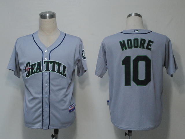 Seattle Mariners 10 Moore Grey men mlb baseball jerseys
