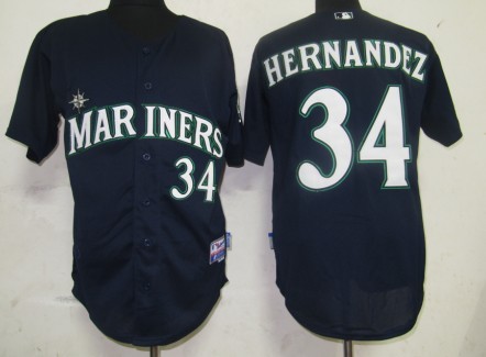 Seattle Mariners 34 Felix Hernandez Blue MLB Jerseys