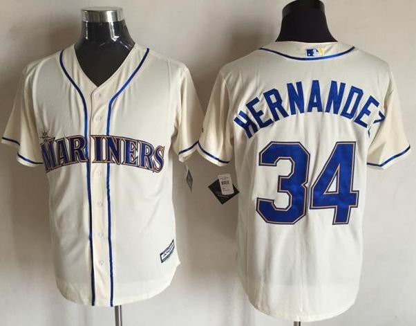 Seattle Mariners 34 Felix Hernandez beige mlb jersey