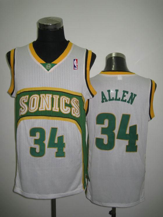 Seattle Supersonics 34 Ray Allen Soul Swingman Home White Jersey