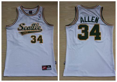 Seattle Supersonics 34 Ray Allen Soul Swingman white basketball Jersey