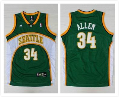 Seattle Supersonics 34 Ray Allen Soul Swingman white green nba Jersey