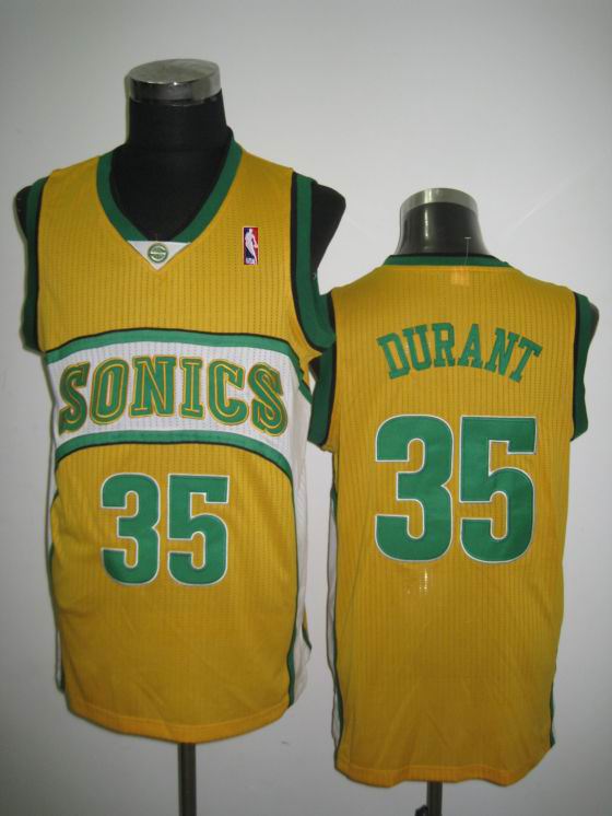 Seattle Supersonics 35 Kevin Durant Yellow NBA Basketball Jerseys