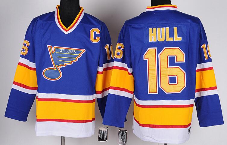 St. Louis Blues 16 Hull Blue Throwback men nhl ice hockey  jerseys CCM