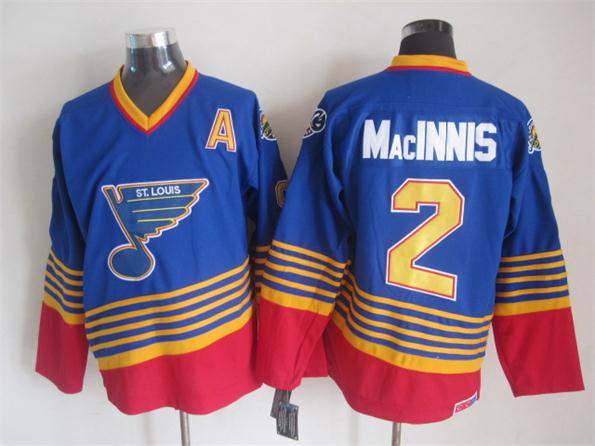 St. Louis Blues 2 Al Macinnis Blue men nhl ice hockey  jerseys A patch