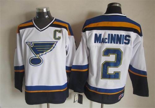 St. Louis Blues 2 Al Macinnis white men nhl ice hockey  jerseys C patch