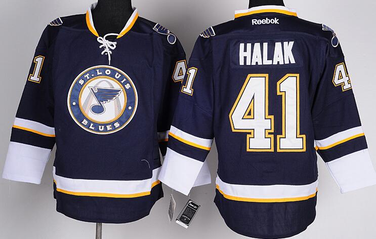 St. Louis Blues 41 Blues Premier HALAK Blue men nhl ice hockey  jerseys