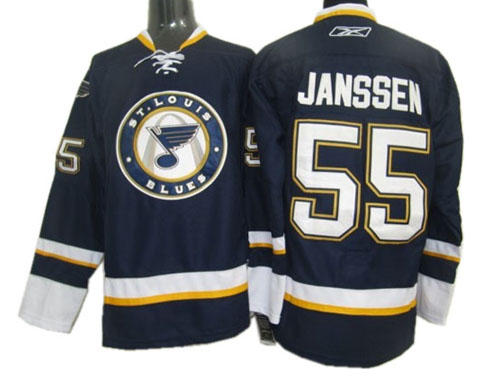 St. Louis Blues 55 Janssen Blue Third men nhl ice hockey  jerseys