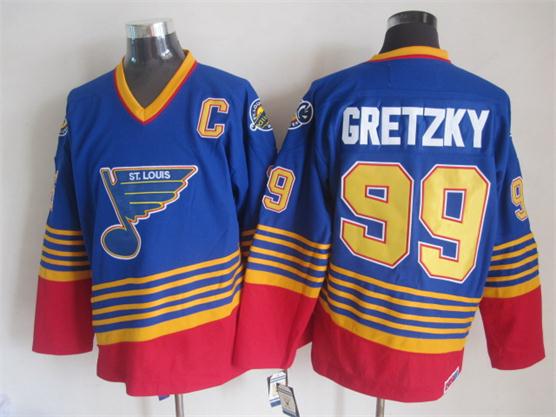 St. Louis Blues 99 Wayne Gretzky Blue men nhl ice hockey  jerseys