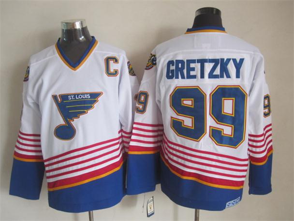 St. Louis Blues 99 Wayne Gretzky white men nhl ice hockey  jersey