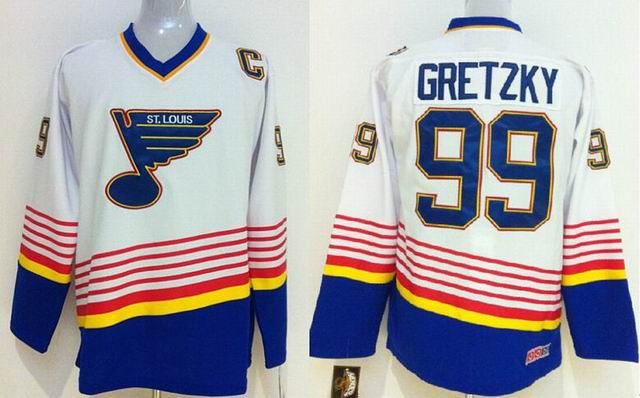 St. Louis Blues 99 Wayne Gretzky white men nhl ice hockey  jerseys