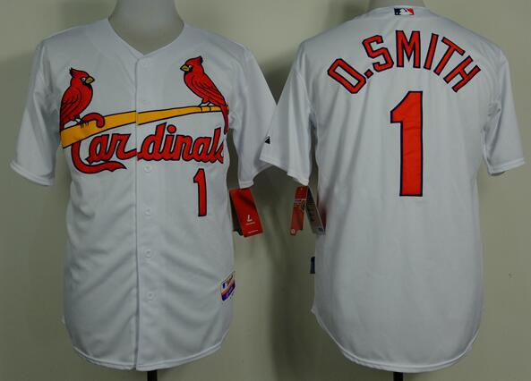 St. Louis Cardinals 1 Ozzie Smith throwback white mlb jersey